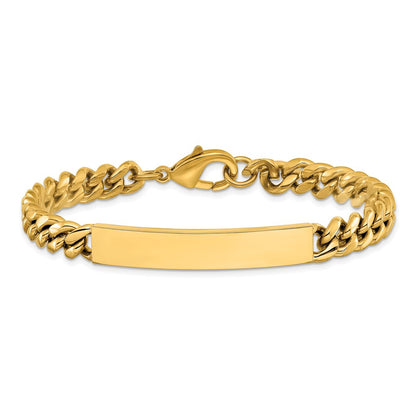 Chisel Stainless Steel Polished Yellow IP-plated Curb Link 8mm 8.5 inch ID Bracelet