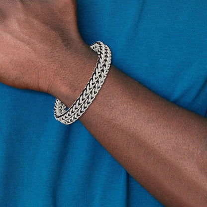 Chisel Stainless Steel Polished 8.5 inch Black Cord and Chain Bracelet