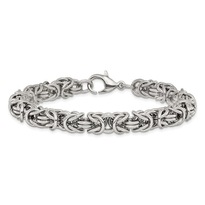 Chisel Stainless Steel Polished 8mm 8.5 inch Byzantine Link Bracelet
