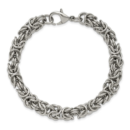 Chisel Stainless Steel Polished 8mm 8.5 inch Byzantine Link Bracelet