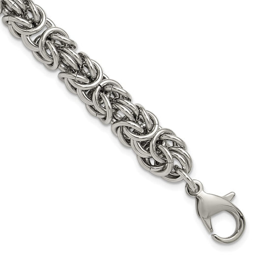 Chisel Stainless Steel Polished 8mm 8.5 inch Byzantine Link Bracelet