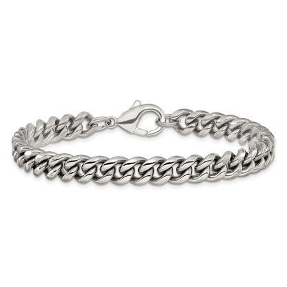 Chisel Stainless Steel Polished 8mm 8.5 inch Curb Link Bracelet