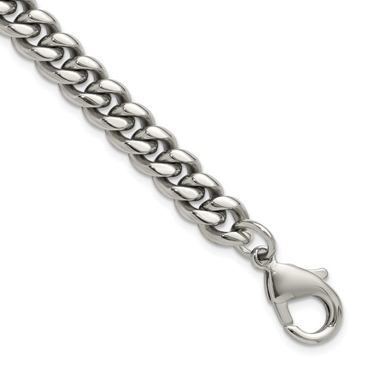 Chisel Stainless Steel Polished 8mm 8.5 inch Curb Link Bracelet
