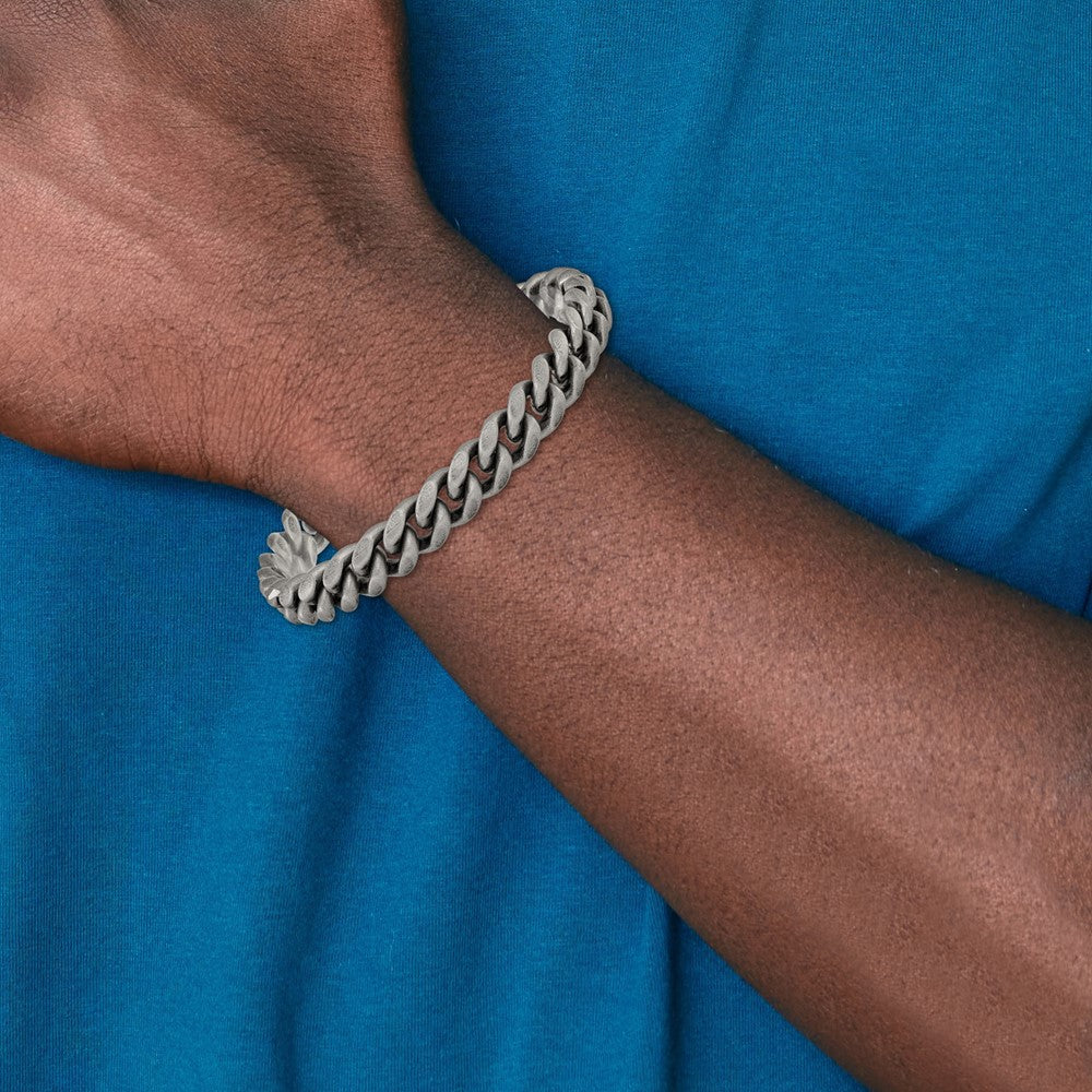 Chisel Stainless Steel Antiqued and Brushed 10mm 8.5 inch Curb Link Bracelet