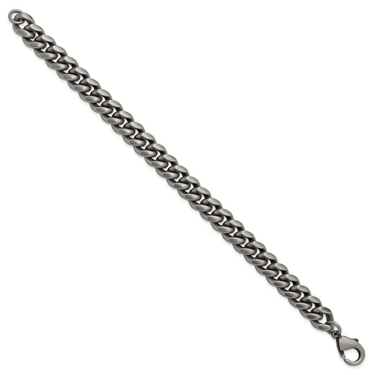 Chisel Stainless Steel Antiqued and Brushed 10mm 8.5 inch Curb Link Bracelet