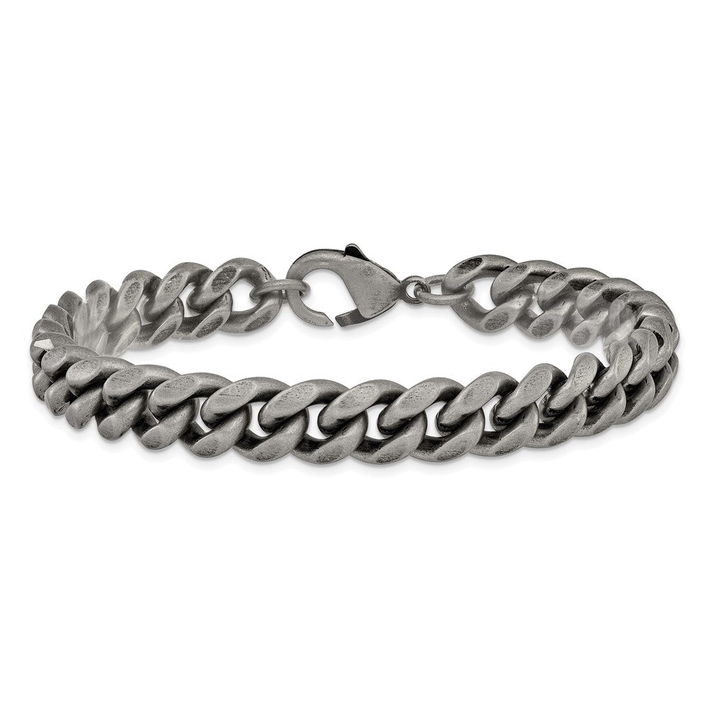 Chisel Stainless Steel Antiqued and Brushed 10mm 8.5 inch Curb Link Bracelet
