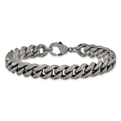 Chisel Stainless Steel Antiqued and Brushed 10mm 8.5 inch Curb Link Bracelet
