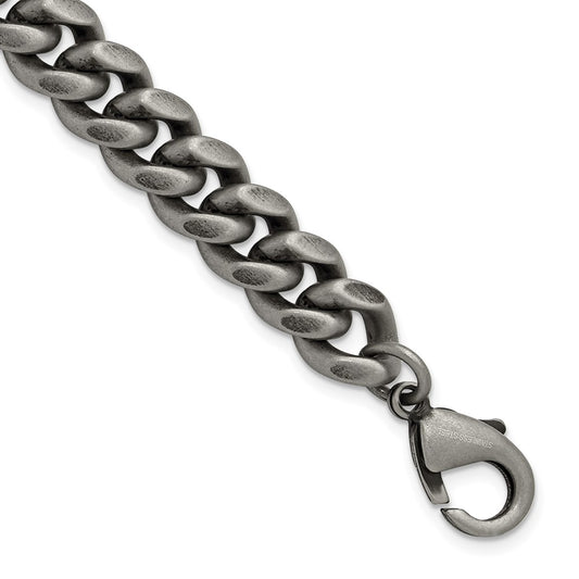Chisel Stainless Steel Antiqued and Brushed 10mm 8.5 inch Curb Link Bracelet