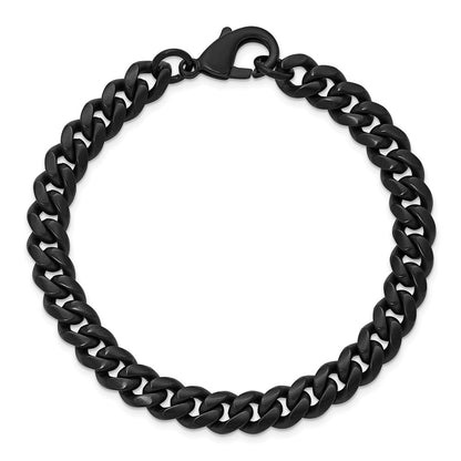 Chisel Stainless Steel Brushed 8mm Black IP-plated 8.5 inch Curb Link Bracelet