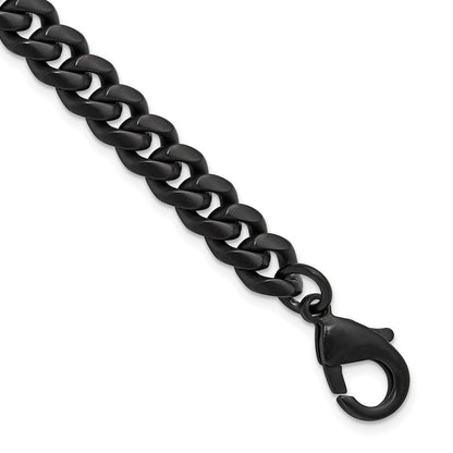 Chisel Stainless Steel Brushed 8mm Black IP-plated 8.5 inch Curb Link Bracelet