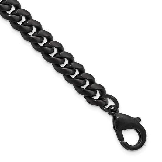 Chisel Stainless Steel Polished 8mm Black IP-plated 8.5 inch Curb Link Bracelet
