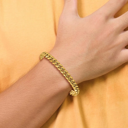 Chisel Stainless Steel Polished 8mm Yellow IP-plated 8.5 inch Curb Link Bracelet