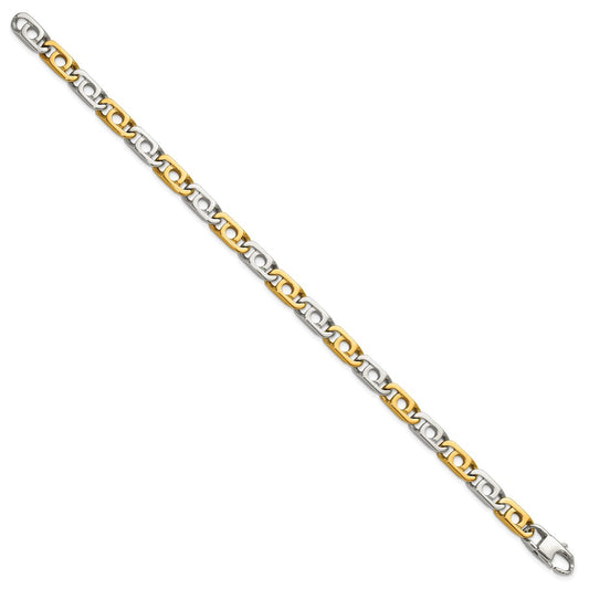 Chisel Stainless Steel Polished Yellow IP-plated 6mm 8.5 inch Anchor Chain Bracelet