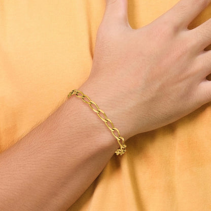 Chisel Stainless Steel Polished Yellow IP-plated 8 inch Elongated Curb Link Bracelet