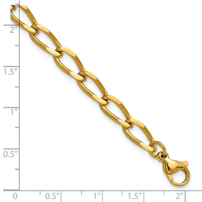 Chisel Stainless Steel Polished Yellow IP-plated 8 inch Elongated Curb Link Bracelet