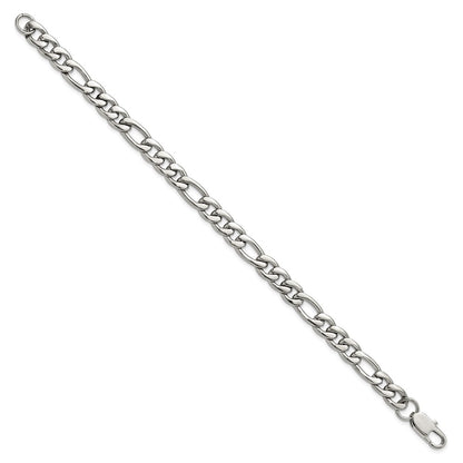 Chisel Stainless Steel Polished 8mm 8 inch Figaro Chain Bracelet