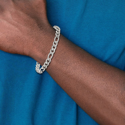Chisel Stainless Steel Polished 8mm 9 inch Figaro Chain Bracelet