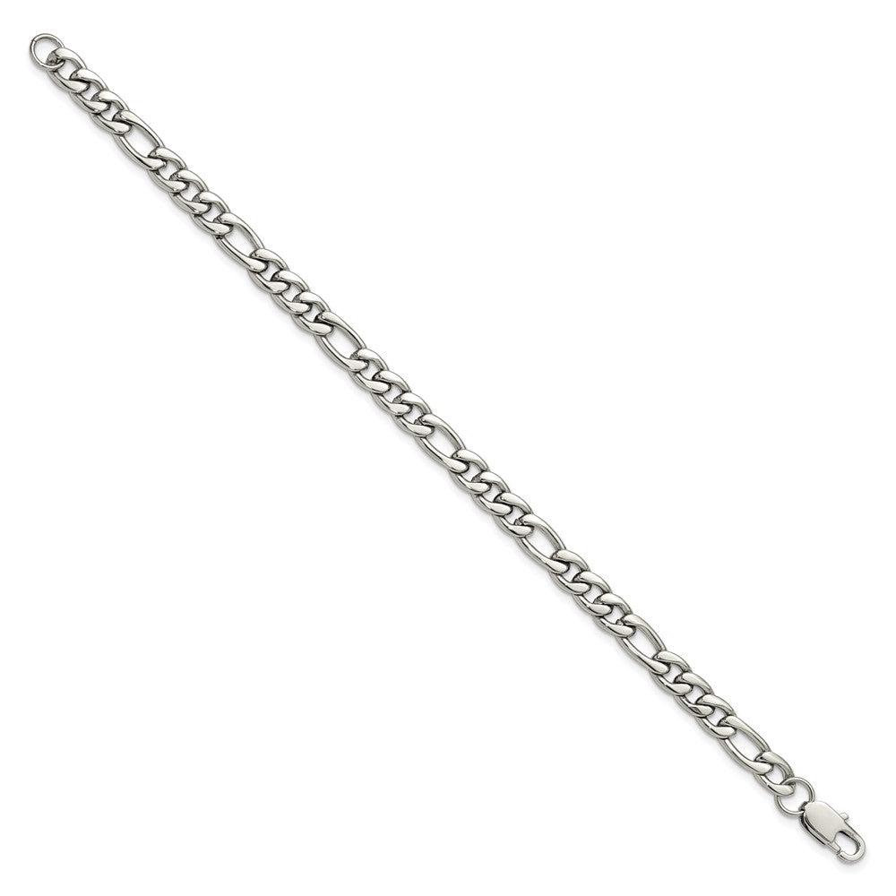 Chisel Stainless Steel Polished 8mm 9 inch Figaro Chain Bracelet