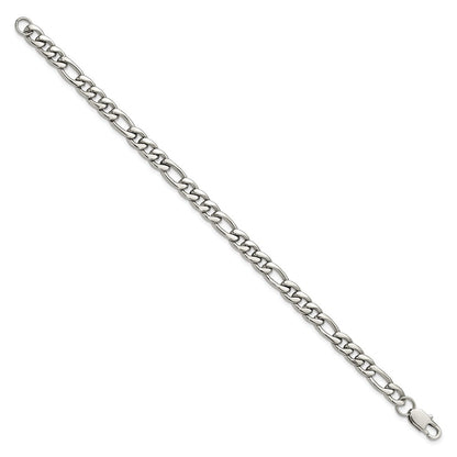 Chisel Stainless Steel Polished 8mm 9 inch Figaro Chain Bracelet