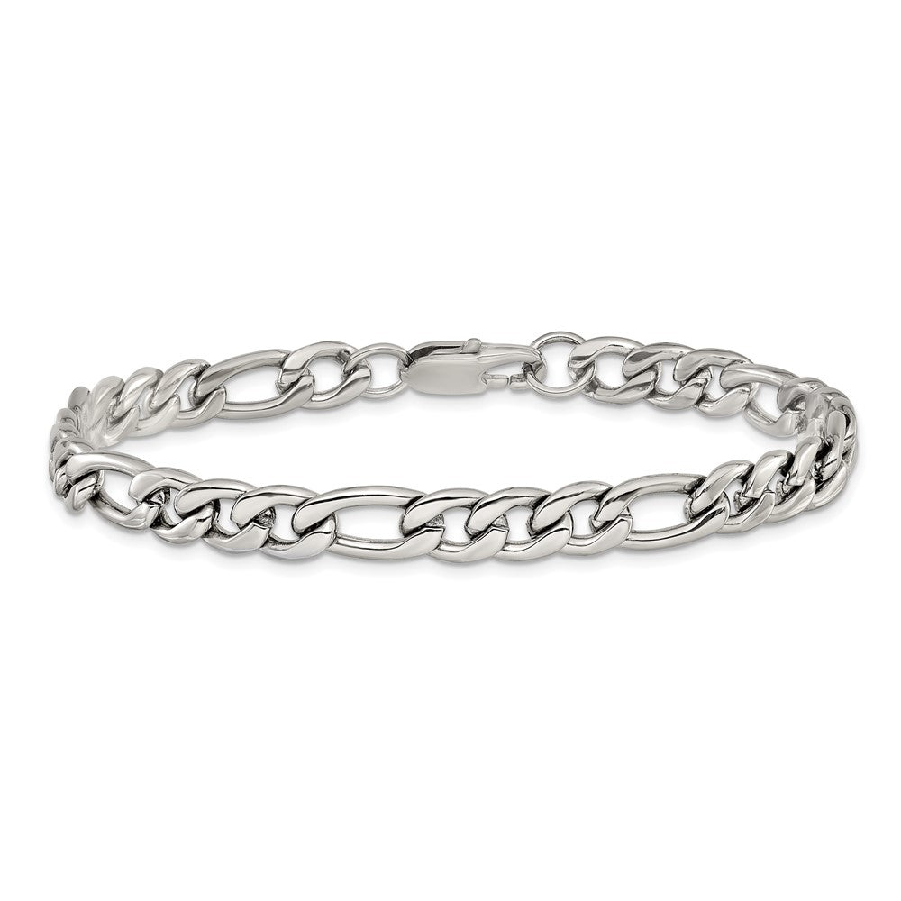 Chisel Stainless Steel Polished 8mm 9 inch Figaro Chain Bracelet
