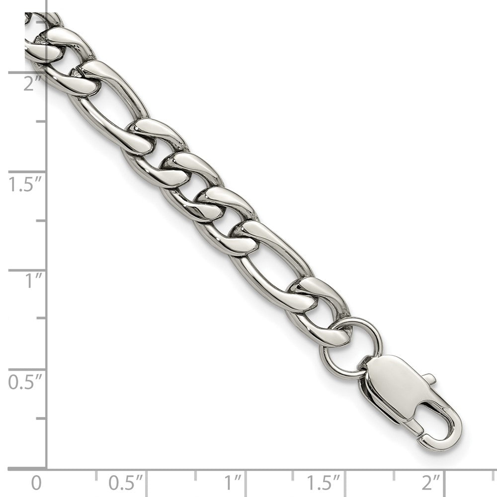 Chisel Stainless Steel Polished 8mm 9 inch Figaro Chain Bracelet