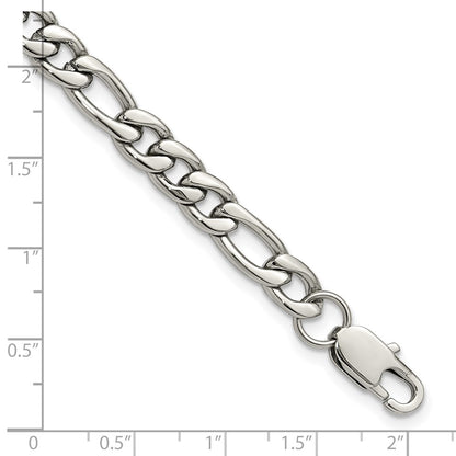 Chisel Stainless Steel Polished 8mm 9 inch Figaro Chain Bracelet