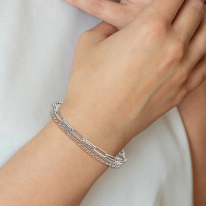 Chisel Stainless Steel Polished Multi-Strand Curb, Cable and Paperclip Link 7 inch Plus a 1.25 inch Extension Bracelet