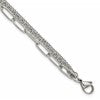 Chisel Stainless Steel Polished Multi-Strand Curb, Cable and Paperclip Link 7 inch Plus a 1.25 inch Extension Bracelet