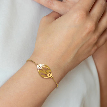 Chisel Stainless Steel Polished Yellow IP-plated Leaf 7.25 inch Plus 1.25 inch Extension Cable Chain Bracelet