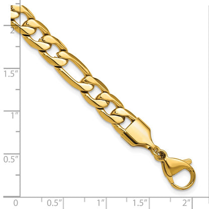 Chisel Stainless Steel Polished Yellow IP-plated 8mm Figaro Chain 8.75 inch Bracelet