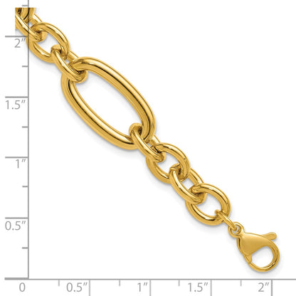 Chisel Stainless Steel Polished Yellow IP-plated Open Link 7 inch Plus a 1.25 inch Extension Bracelet