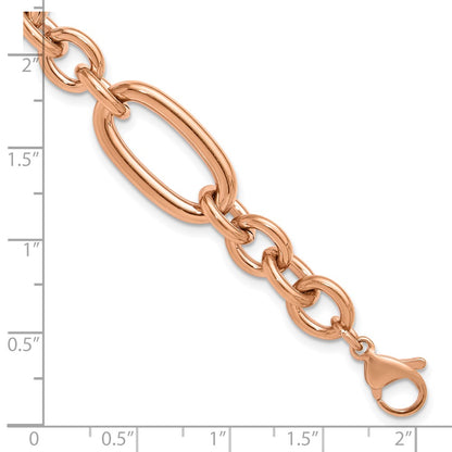 Chisel Stainless Steel Polished Rose IP-plated Open Link 7 inch Plus a 1.25 inch Extension Bracelet