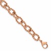Chisel Stainless Steel Polished and Textured Rose IP-plated Open Link 7 inch Plus a 1 inch Extension Bracelet