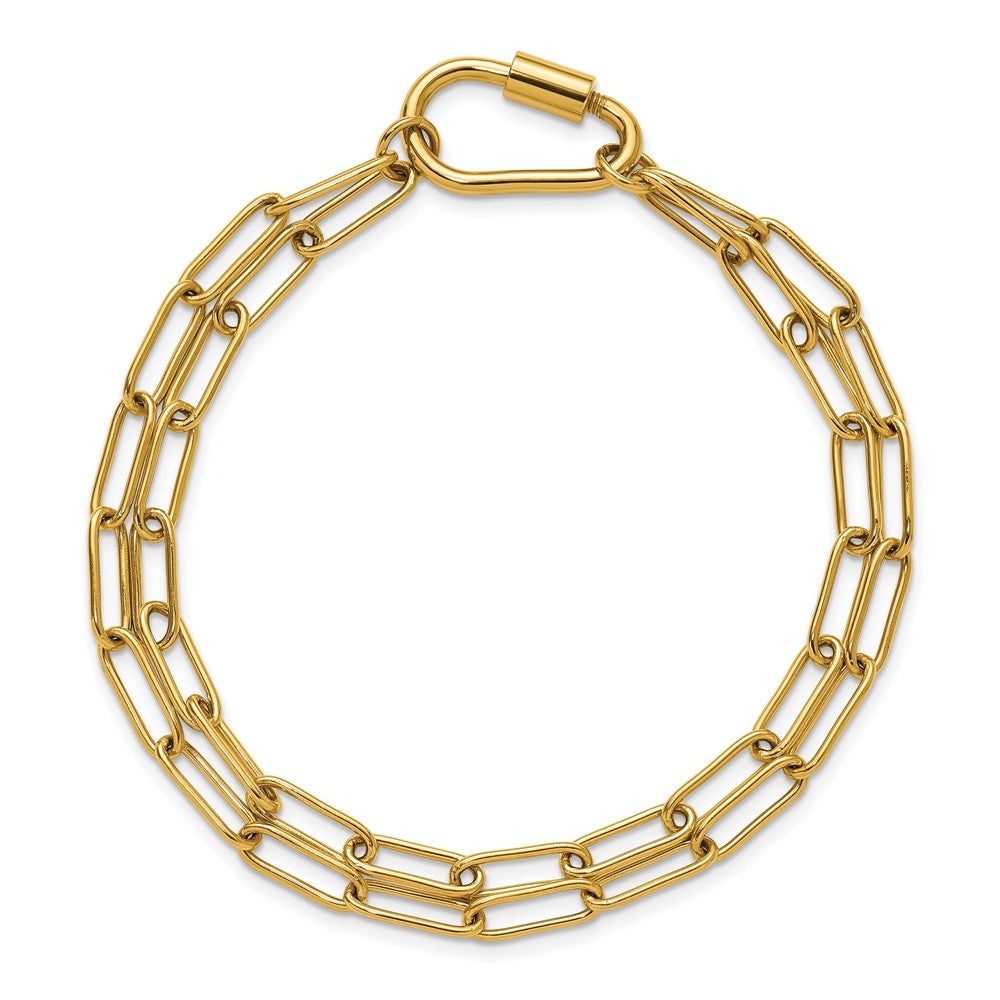 Chisel Stainless Steel Polished Yellow IP-plated Two-Strand 8 inch Paperclip Link Bracelet