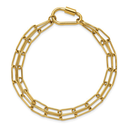 Chisel Stainless Steel Polished Yellow IP-plated Two-Strand 8 inch Paperclip Link Bracelet