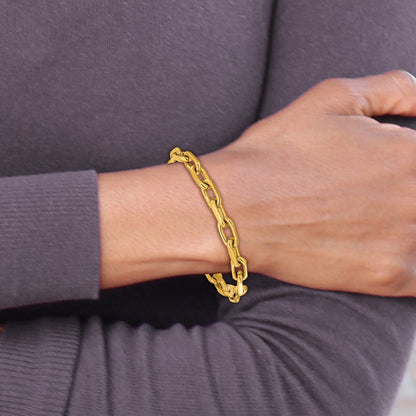Chisel Stainless Steel Polished Yellow IP-plated 7mm 7.75 inch Open Link Bracelet