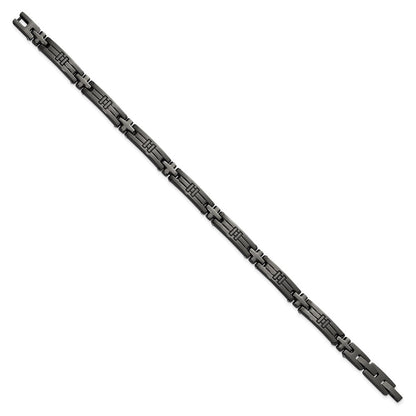Chisel Stainless Steel Polished Gun Metal IP-plated Cross Link 8.25 inch Plus a .5 inch Extension Bracelet