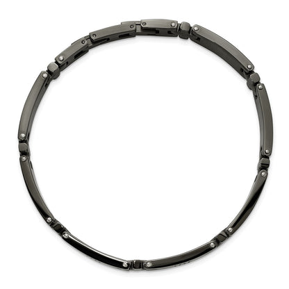 Chisel Stainless Steel Polished Gun Metal IP-plated Cross Link 8.25 inch Plus a .5 inch Extension Bracelet