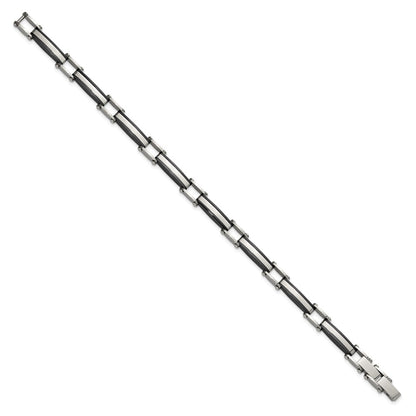 Chisel Stainless Steel Polished Black IP-plated 8 inch Plus a .5 inch Extension Link Bracelet