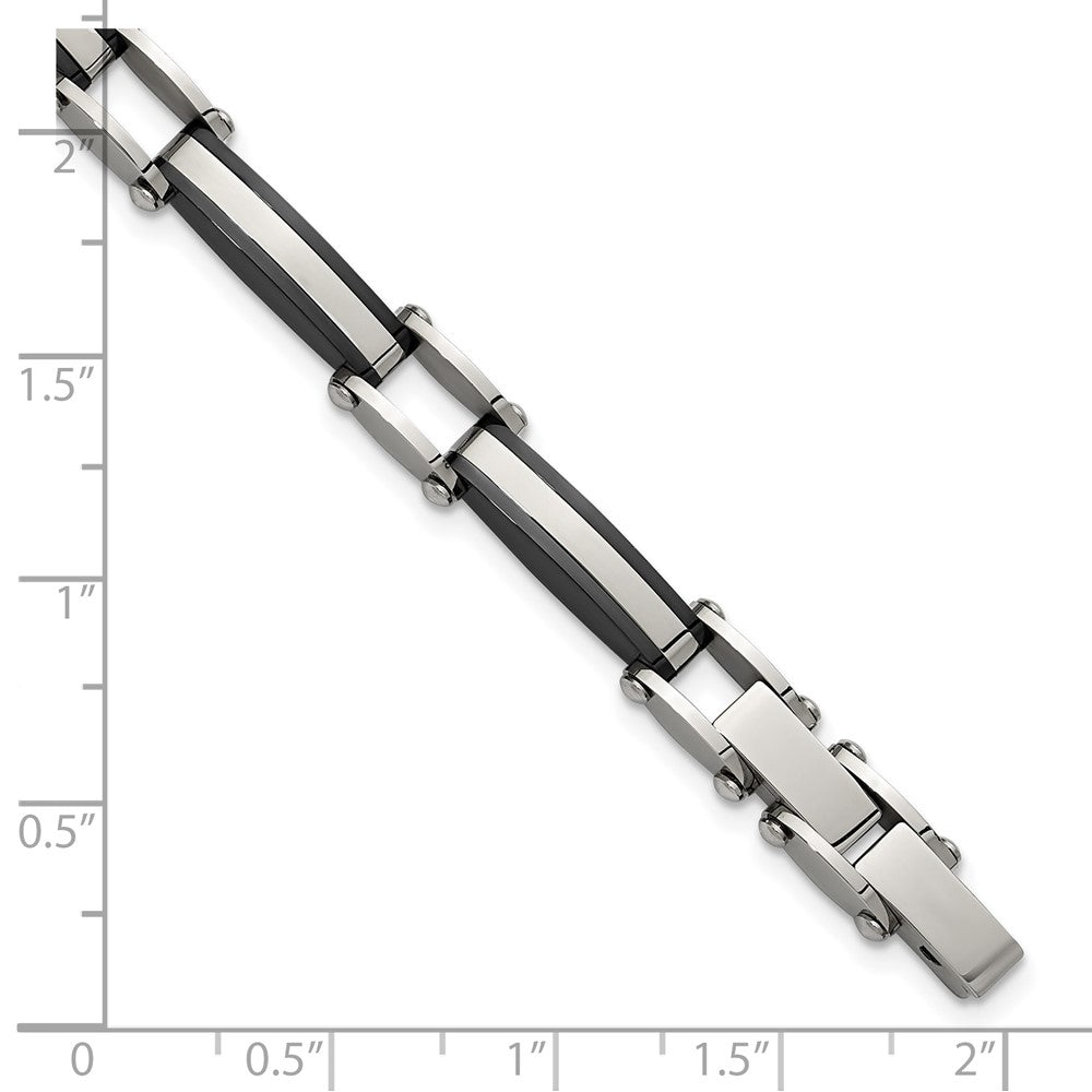 Chisel Stainless Steel Polished Black IP-plated 8 inch Plus a .5 inch Extension Link Bracelet