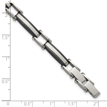Chisel Stainless Steel Polished Black IP-plated 8 inch Plus a .5 inch Extension Link Bracelet
