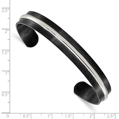 Chisel Stainless Steel Brushed and Polished Black IP-plated 10mm Bangle