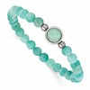 Chisel Stainless Steel Polished 6.5mm China Amazonite Beaded 7 inch Stretch Bracelet