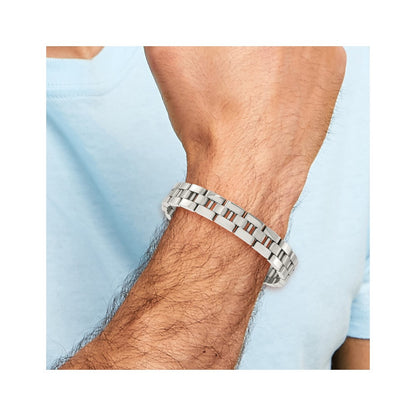 Chisel Stainless Steel Brushed and Polished 8.25 inch Open Link Bracelet