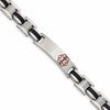 Chisel Stainless Steel Polished with Red Enamel and Black Rubber Medical ID 8 inch Link Bracelet