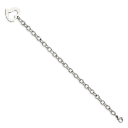 Chisel Stainless Steel Polished Open Link with Open Heart 8.5 inch Bracelet