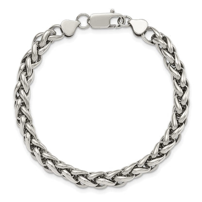 Chisel Stainless Steel Polished 8.5 inch Wheat Chain Bracelet
