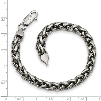 Chisel Stainless Steel Polished 8.5 inch Wheat Chain Bracelet