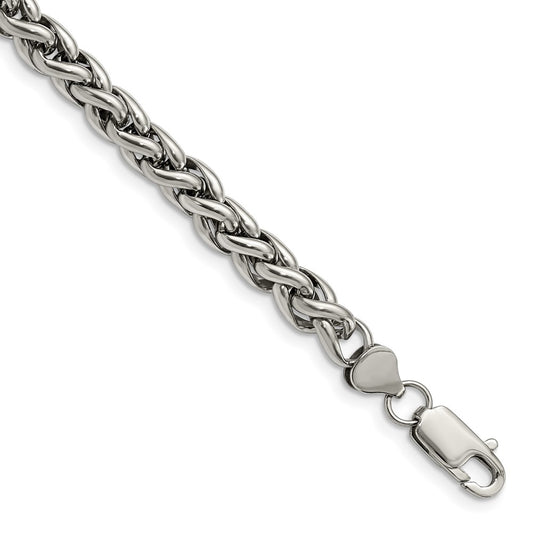 Chisel Stainless Steel Polished 8.5 inch Wheat Chain Bracelet
