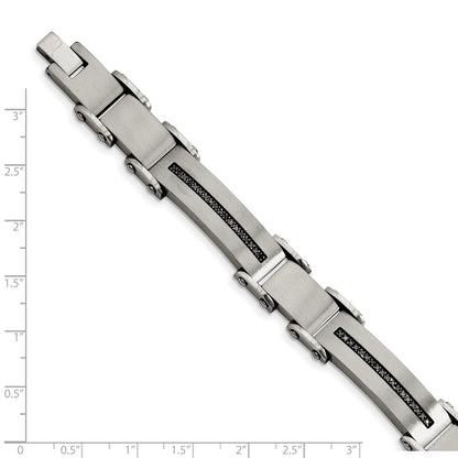 Chisel Stainless Steel Brushed and Polished with 1/2 carat Black Diamond 8.5 inch Bracelet